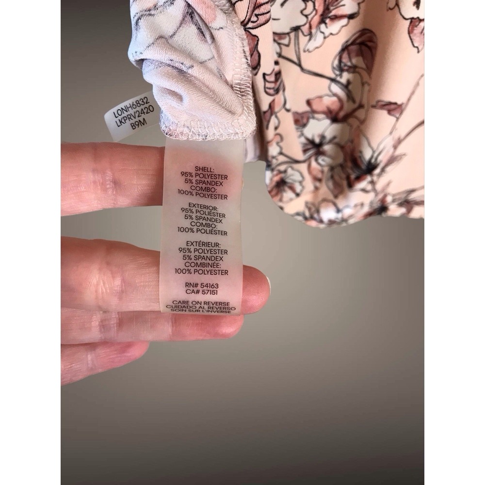 KARL LAGERFELD Blush Pink Floral Short Layered Sleeve Blouse‎ Shirt Sz Small EUC - Picture 5 of 5
